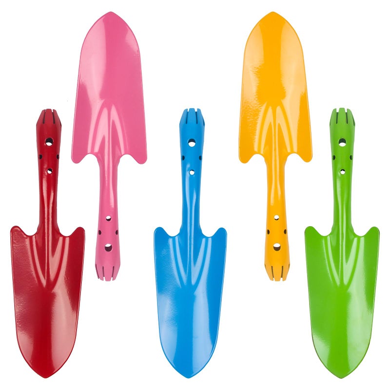Newflager Mini Colorful Metal Hand Shovel, Trowel Set Garden Tools for Flower Soil Planting Digging Transplanting - Ideal Gardening Gift for Kids (Pack of 5) - Image 1